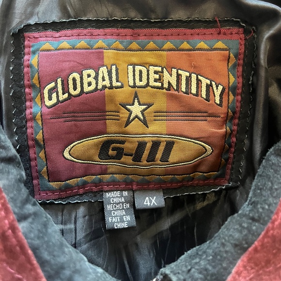 Vintage Global Identity G-III Suede Coat Blue and Burgundy Size 4X - Picture 9 of 16